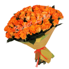 101 оранжевая роза Вау 60 см фото