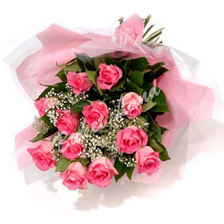 11 розовых роз Аква 60 см фото