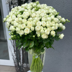 Кустовая пионовидная роза Сноу Ворлд 70 см фото