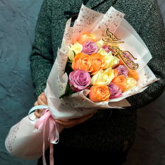 Букет из 21 розы микс «Любимой» фото