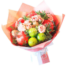 Букет из фруктов и цветов «Love» | размер M фото