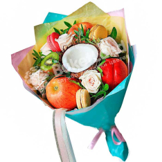 Букет из фруктов и цветов «Настроение» | размер M фото