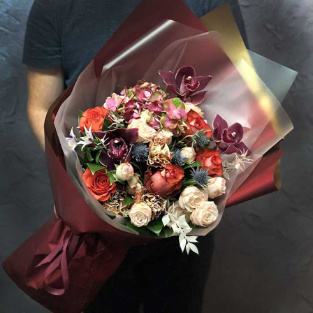 Букет цветов «Бордо» фото