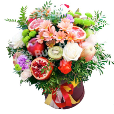 Шляпная коробка с цветами и фруктами «Фантазия» | размер XL фото