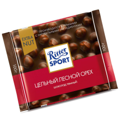 Шоколад темный Ritter Sport с цельным лесным орехом 100г фото
